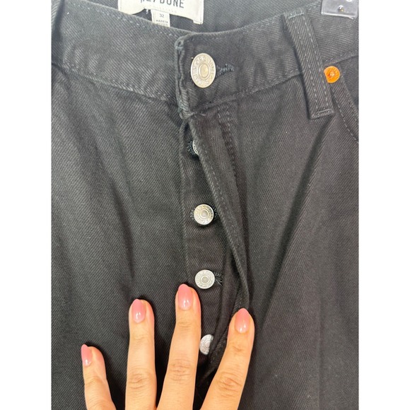 New RE/DONE Jeans Women's 32 High‎ Rise Stove Pipe Denim Rigid Cropped Black - Picture 10 of 11